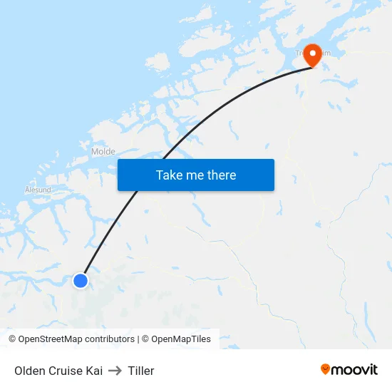 Olden Cruise Kai to Tiller map