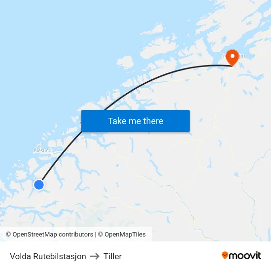 Volda Rutebilstasjon to Tiller map