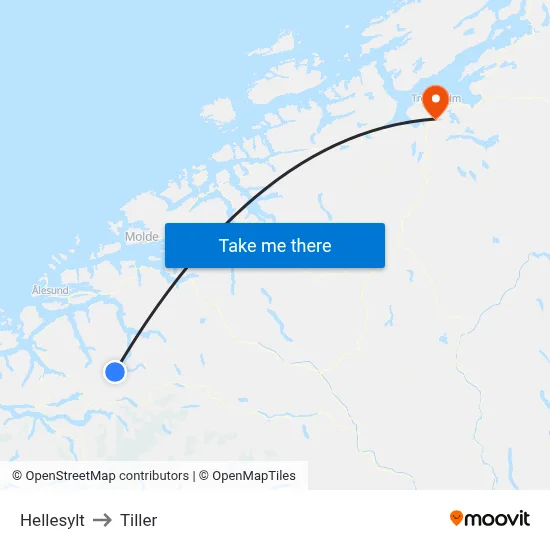 Hellesylt to Tiller map