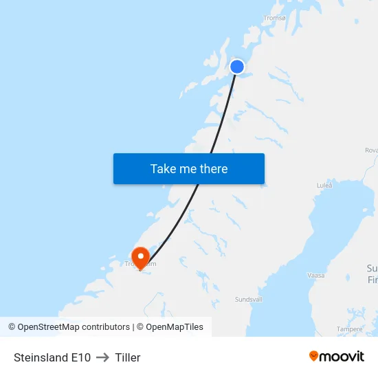 Steinsland E10 to Tiller map