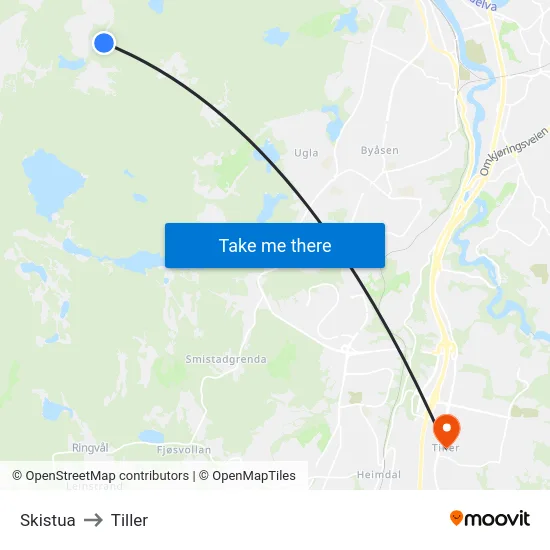 Skistua to Tiller map