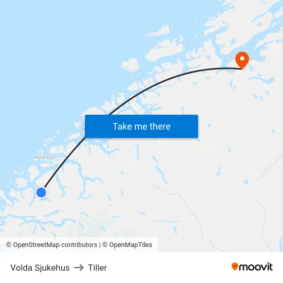 Volda Sjukehus to Tiller map
