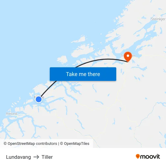 Lundavang to Tiller map