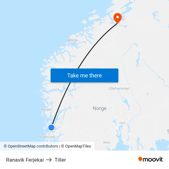 Ranavik Ferjekai to Tiller map
