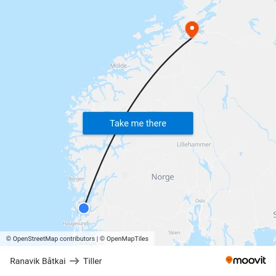 Ranavik Båtkai to Tiller map