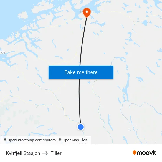 Kvitfjell Stasjon to Tiller map