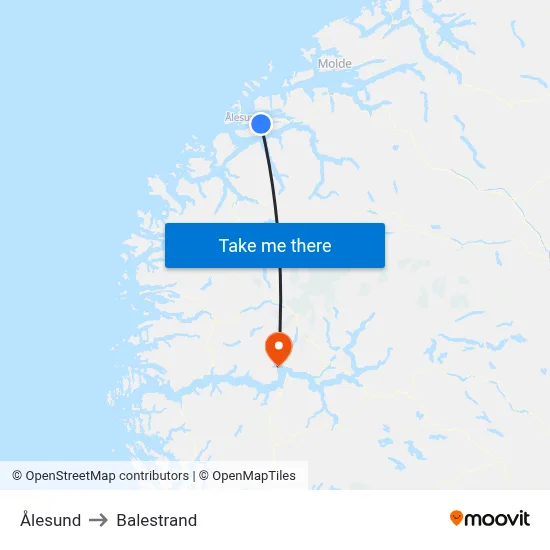 Ålesund to Balestrand map