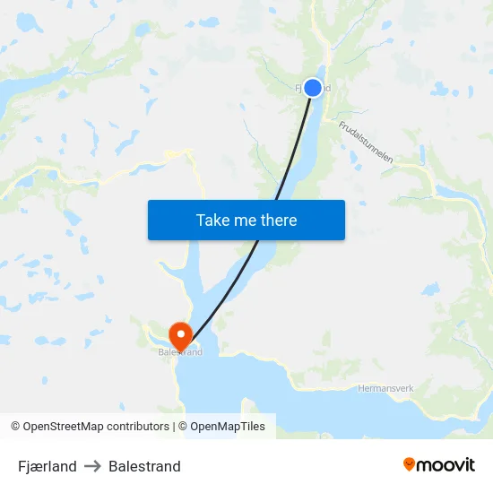 Fjærland to Balestrand map