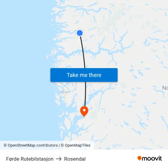 Førde Rutebilstasjon to Rosendal map