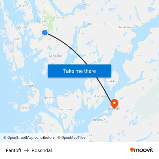 Fantoft to Rosendal map
