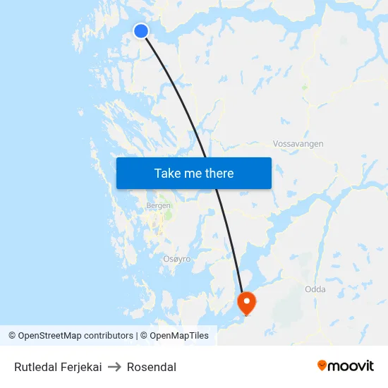 Rutledal Ferjekai to Rosendal map