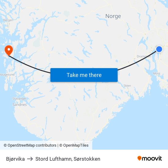 Bjørvika to Stord Lufthamn, Sørstokken map