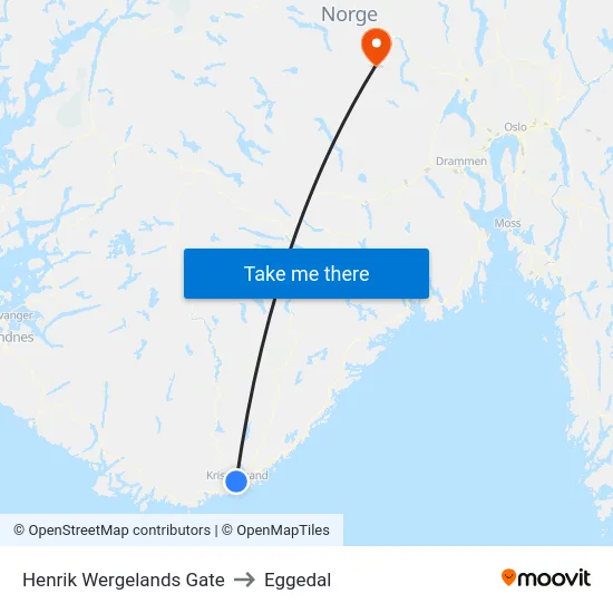 Henrik Wergelands Gate to Eggedal map