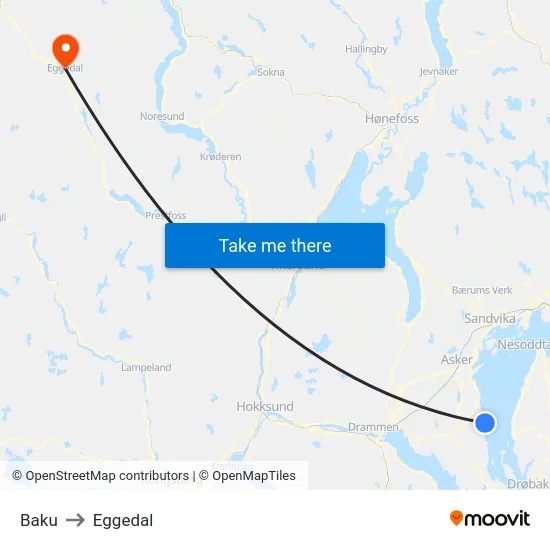 Baku to Eggedal map