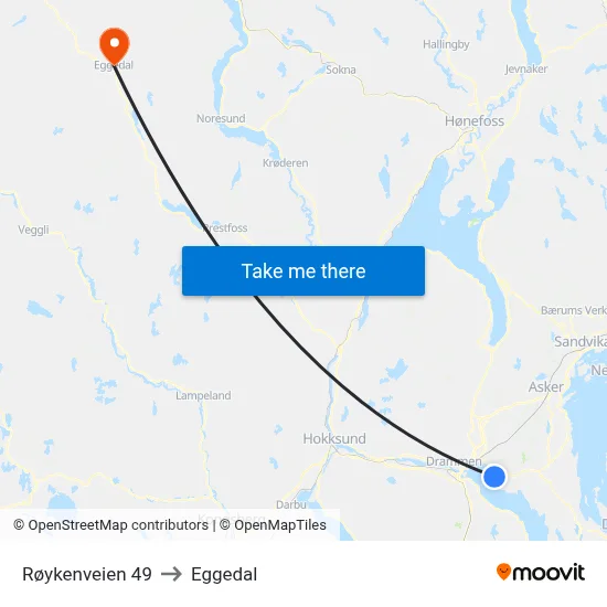Røykenveien 49 to Eggedal map