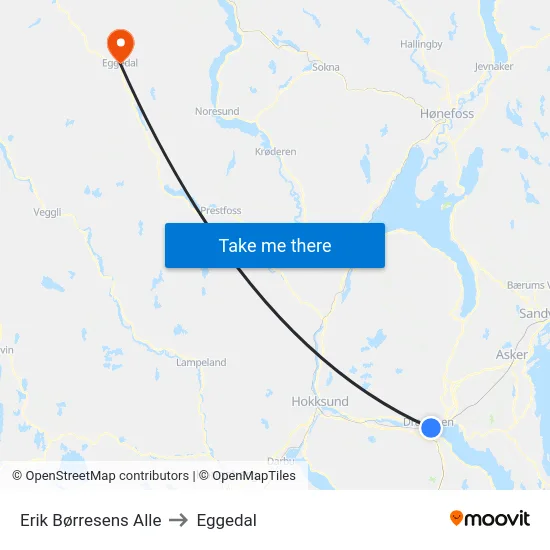 Erik Børresens Alle to Eggedal map