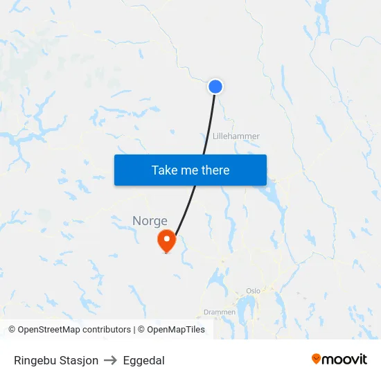 Ringebu Stasjon to Eggedal map