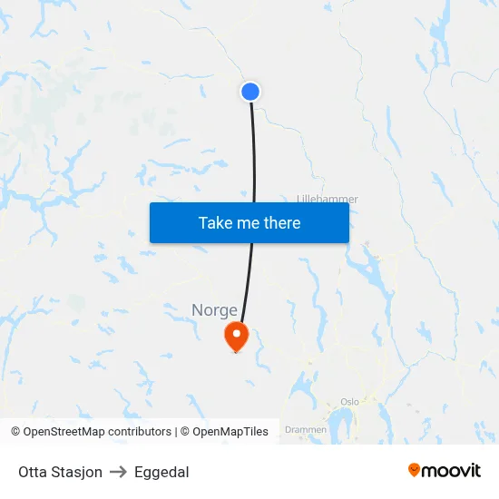 Otta Stasjon to Eggedal map