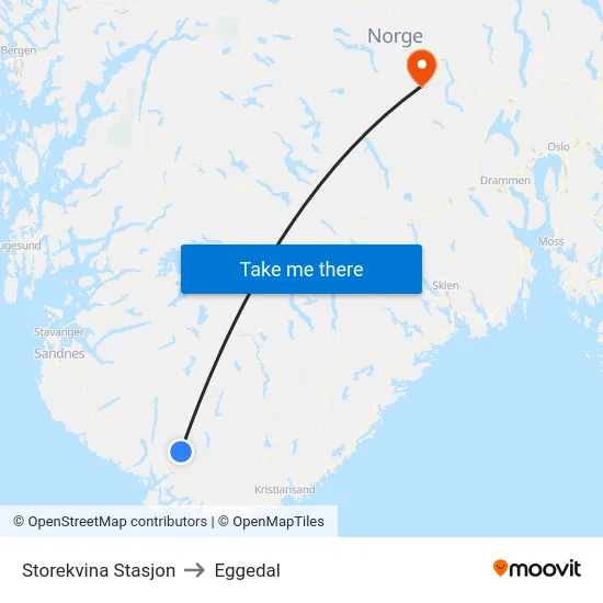 Storekvina Stasjon to Eggedal map