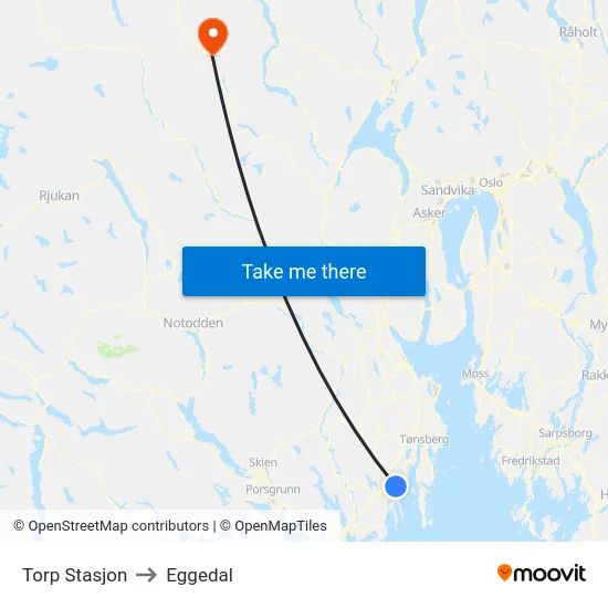 Torp Stasjon to Eggedal map
