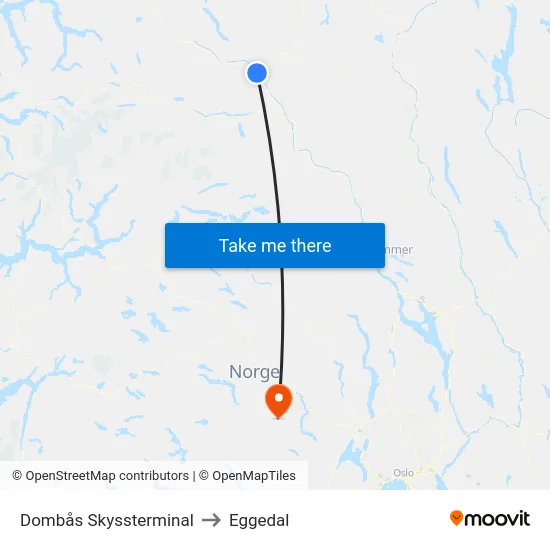 Dombås Skyssterminal to Eggedal map