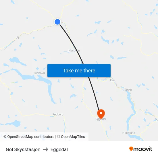 Gol Skysstasjon to Eggedal map