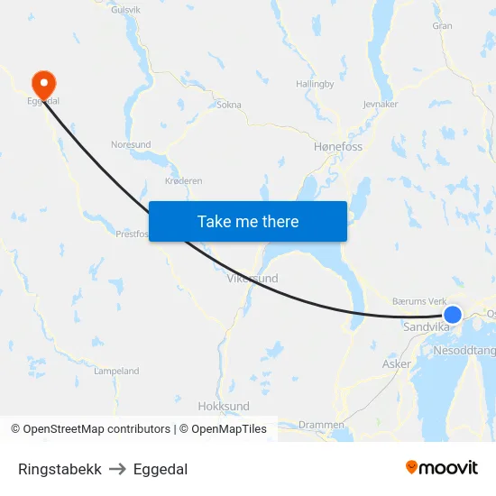 Ringstabekk to Eggedal map