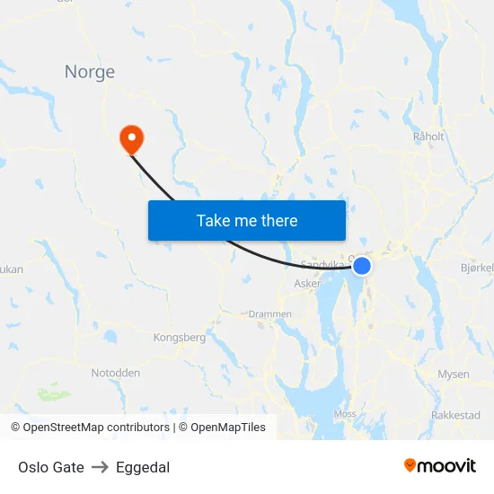 Oslo Gate to Eggedal map
