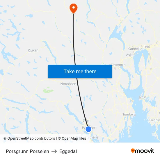 Porsgrunn Porselen to Eggedal map