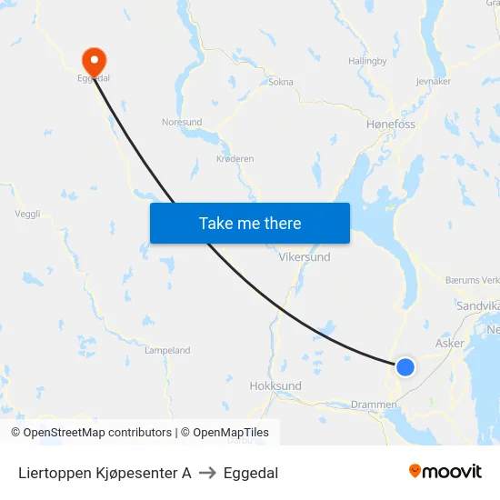 Liertoppen Kjøpesenter A to Eggedal map