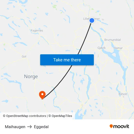 Maihaugen to Eggedal map