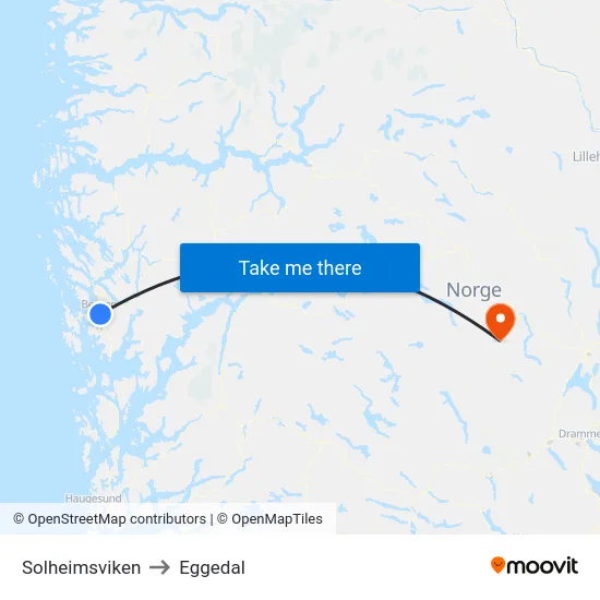 Solheimsviken to Eggedal map