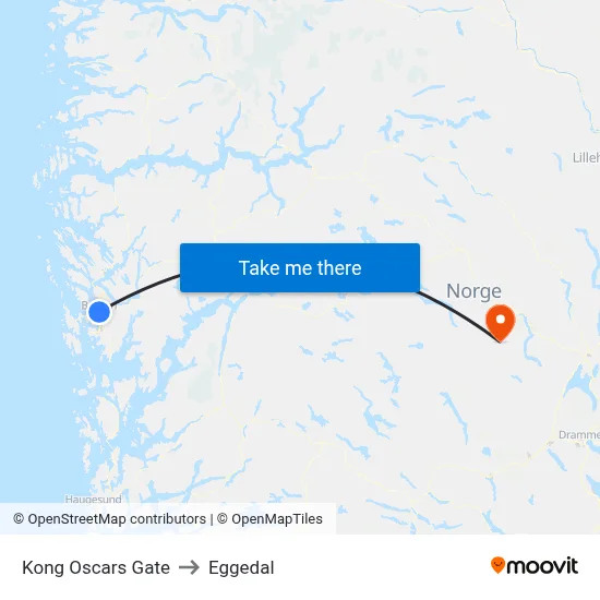 Kong Oscars Gate to Eggedal map