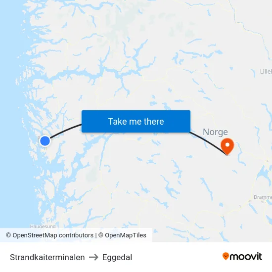 Strandkaiterminalen to Eggedal map
