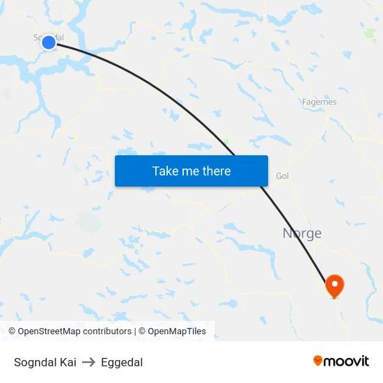 Sogndal Kai to Eggedal map