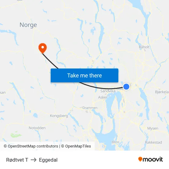 Rødtvet T to Eggedal map