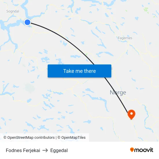 Fodnes Ferjekai to Eggedal map