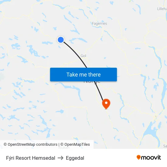 Fýri Resort Hemsedal to Eggedal map