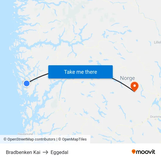 Bradbenken Kai to Eggedal map