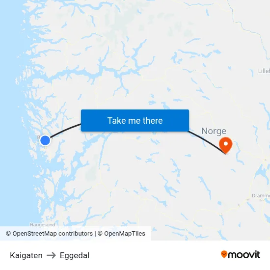 Kaigaten to Eggedal map