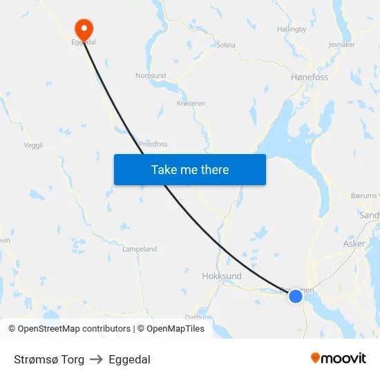 Strømsø Torg to Eggedal map