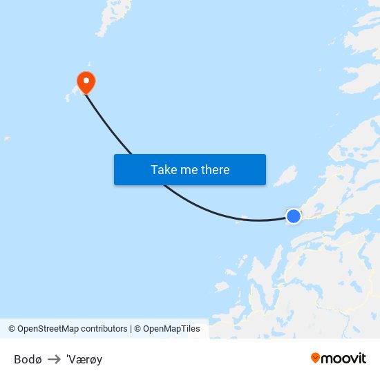 Bodø to 'Værøy map