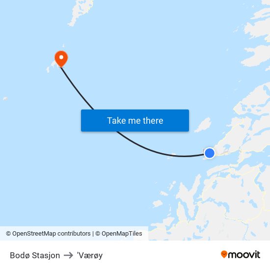 Bodø Stasjon to 'Værøy map