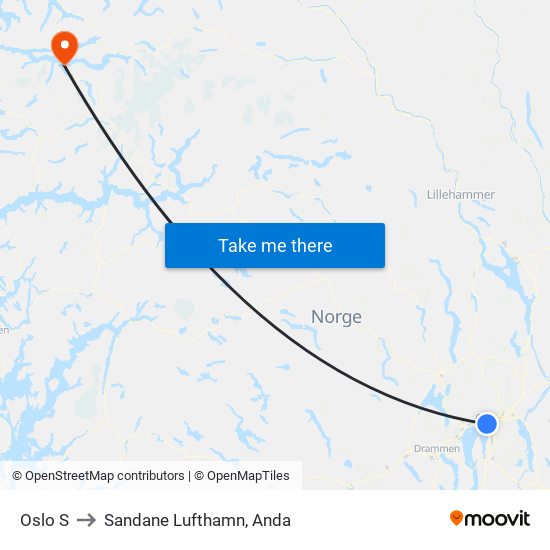 Oslo S to Sandane Lufthamn, Anda map