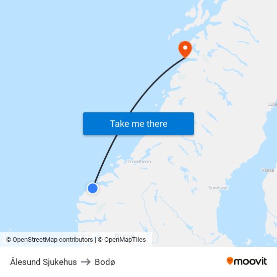 Ålesund Sjukehus to Bodø map