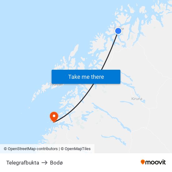 Telegrafbukta to Bodø map