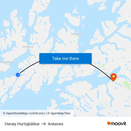 Hanøy Hurtigbåtkai to Ankenes map