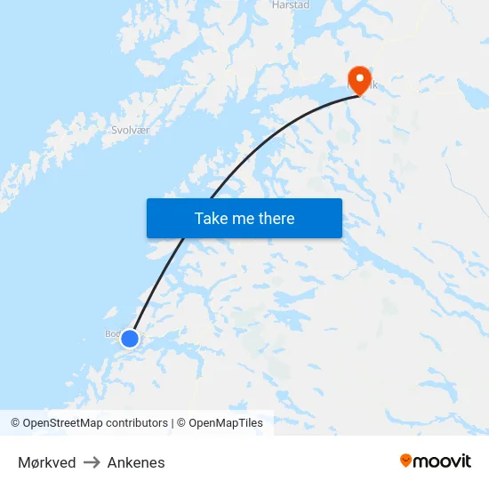 Mørkved to Ankenes map