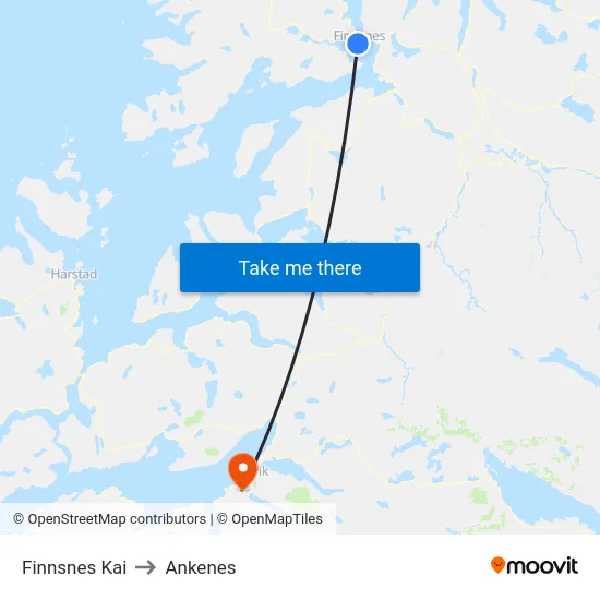 Finnsnes Kai to Ankenes map
