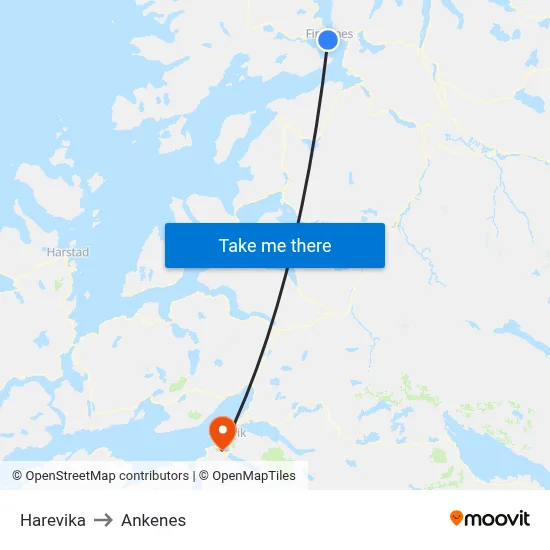 Harevika to Ankenes map